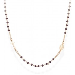Amen Silver Rosary Necklace with crystals CRORL3