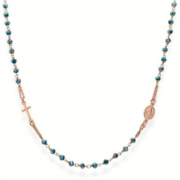 Imagen del Collar Rosario Amen en plata con cristales CRORP3